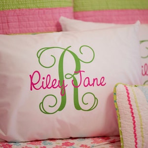 Monogram Pillowcase Girls Personalized Pillow Case Printed 