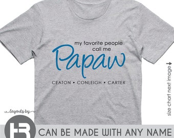 Personalized Papaw Shirt with Grandchildren Names
