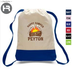 Personalized Happy Camper Backpack • Camping Party Favor Gift Bag