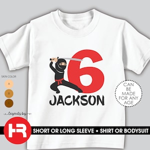 ninja birthday shirt or bodysuit • personalized with child&#39;s name any age