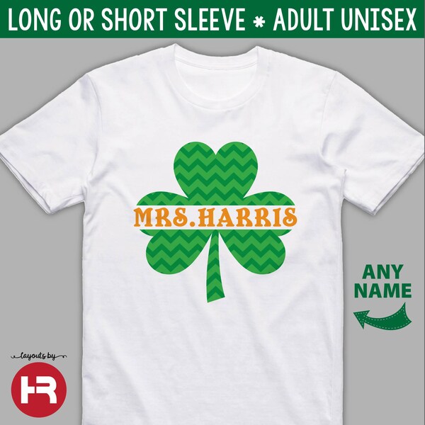 personalized st. patrick's day teacher shamrock shirt • personalized St. Paddy Day party or parade t-shirt