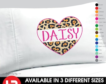 leopard print pillowcase personalized with name • girls printed decorative pillow case • graduation or birthday  gift • monogram dorm decor