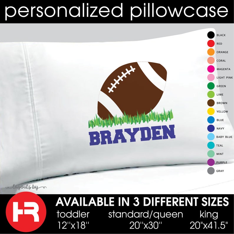 Football Pillowcase Boys Personalized Football Pillow Case Etsy