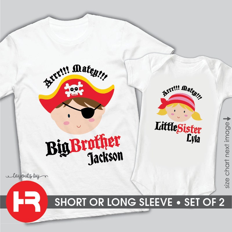 Pirate Big Sister Shirt & Pirate Little Brother Shirt or - Etsy