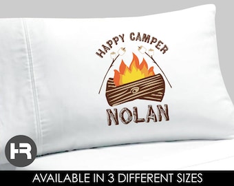 happy camper pillowcase personalized with name