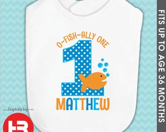 Goldfish 1st birthday bib • personalized first birthday cake smash outfit
