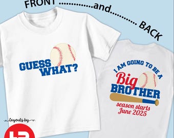 Baseball big brother shirt pregnancy announcement shirt personalized with due date