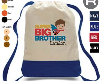 superhero big brother bag • personalized backpack • super big brother gift monogram with name