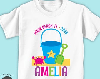 summer beach t-shirt • sand bucket personalized girls beach shirt • perfect for your family beach vacation t-shirt • beach trip outfit