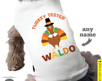 thanksgiving dog shirt monogram with name • custom personalized turkey puppy dog t-shirt