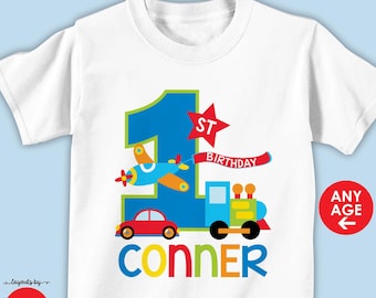 transportation birthday shirt or bodysuit or bib • planes, trains and automobile birthday t-shirt • made for any age