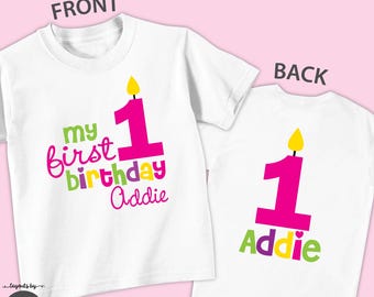 Personalized 1st Birthday Girl Outfit • Front & Back Design Shirt or Bodysuit