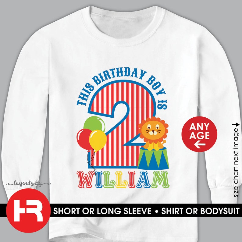 circus birthday shirt or bodysuit any age personalized carnival birthday t-shirt LONG SLEEVE