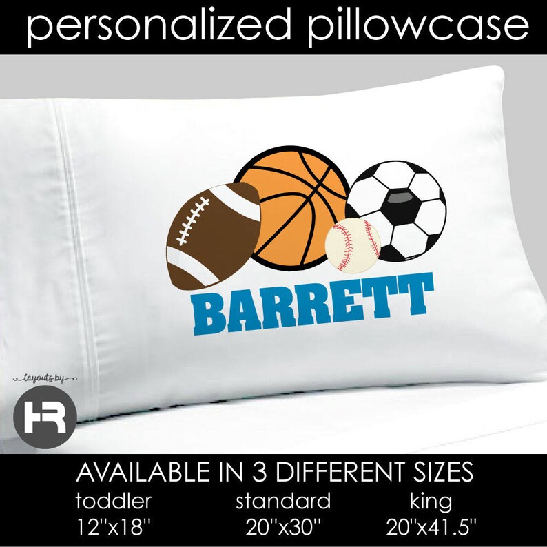 Sports Pillowcase Boys Personalized Football Basketball Etsy