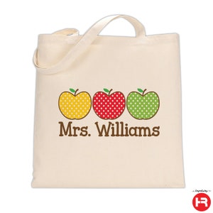 personalized teacher tote bag • teacher appreciation gift monogram with name • graduation, Christmas or back to school present