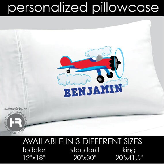 Airplane Pillowcase Boys Personalized Airplane Pillow Case Etsy
