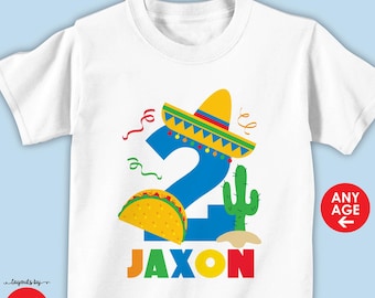 Taco Fiesta Shirt or Bodysuit (blue Number) Personalized Cinco De