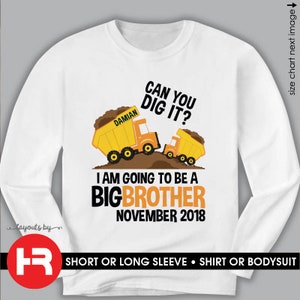 dump truck big brother shirt or bodysuit pregnancy baby announcement shirt construction t-shirt image 4