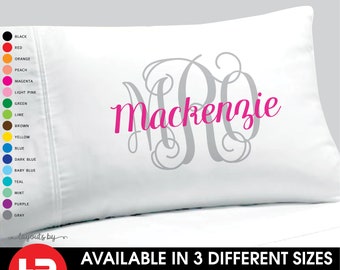 monogram pillowcase • girls decorative pillow case • dorm decor • printed pillowcase • birthday gift • graduation gift • bridesmaid gift