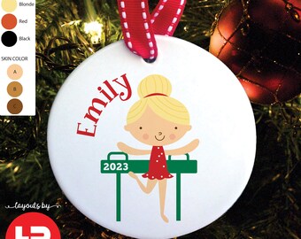 Girls Gymnastic Christmas Ornament • Personalized Gymnast Ornament with year