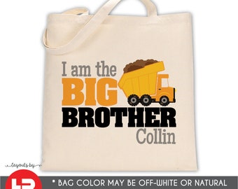 dump truck big brother tote bag • dumptruck tote bag • perfect for a big brother kit • construction big brother gift