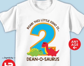 Dinosaur birthday shirt or bodysuit - personalized with child's age and name