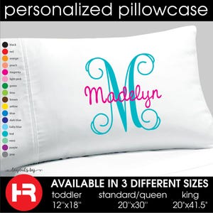 monogram pillowcase, girls trip personalized pillow case, slumber party birthday favor gift, graduation gift, dorm decor