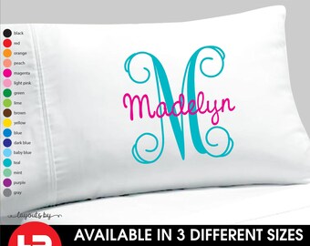 monogram pillowcase, girls trip personalized pillow case, slumber party birthday favor gift, graduation gift, dorm decor