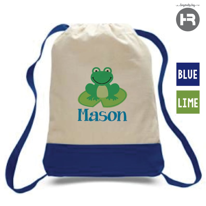 Frog Backpack \u2022 Personalized Backpack \u2022 Printed Frog Bag \u2022 Summer Camp Bag \u2022 Daycare Bag \u2022 Preschool Backpack