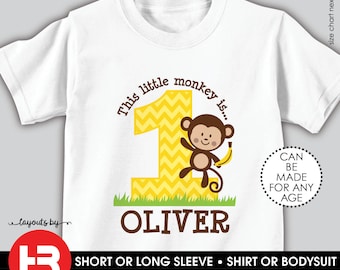 monkey birthday shirt or bodysuit • any age • personalized 1st birthday t-shirt • first birthday outfit • monkey and banana birthday tee