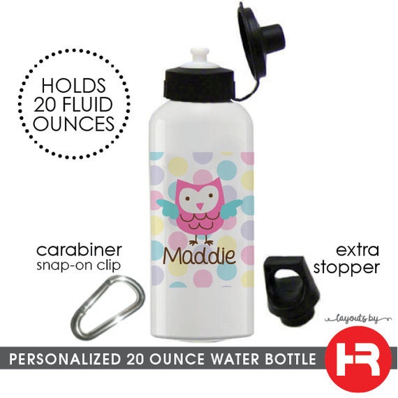 Owl Water Bottle Owl Personalized Kids Water Bottle Girls Etsy
