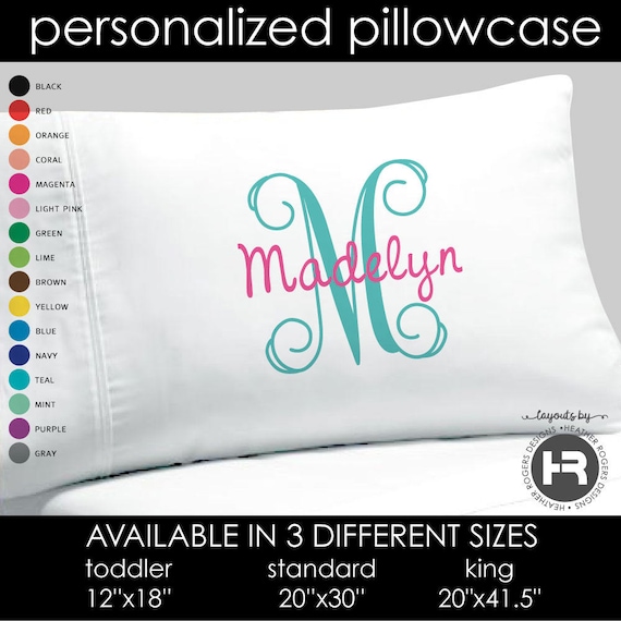 Monogram Pillowcase Girls Personalized Pillow Case Etsy