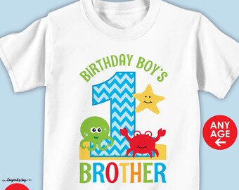 under the sea birthday boy's brother shirt or bodysuit • ocean sea life beach theme birthday t-shirt