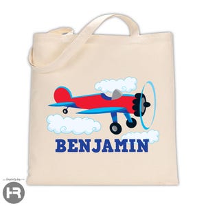 airplane tote bag personalized with name