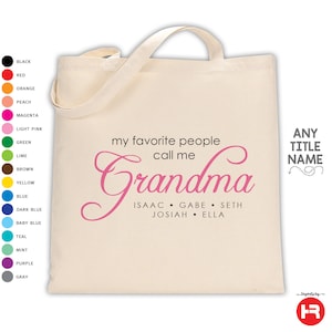 grandma tote bag personalized with grandchildren's names • christmas present • birthday gift • monogrammed mother's day gift