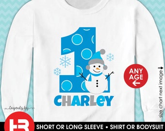 snowman birthday shirt or bodysuit • boys personalized winter wonderland birthday outfit