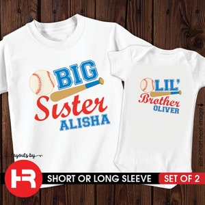 baseball big brother shirt & lil brother bodysuit or shirt 2 personalized sibling t-shirts image 4