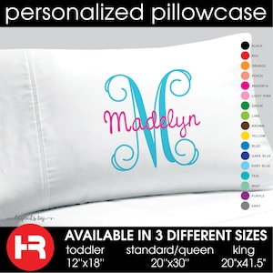 monogram pillowcase, girls trip personalized pillow case, slumber party birthday favor gift, graduation gift, dorm decor