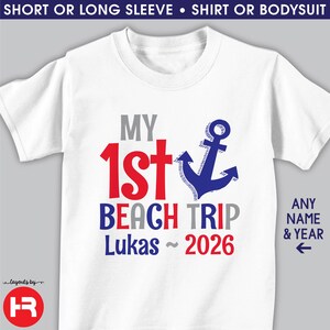 Personalized 1st Beach Trip Shirt or Bodysuit: Anchor Vacation Outfit image 1