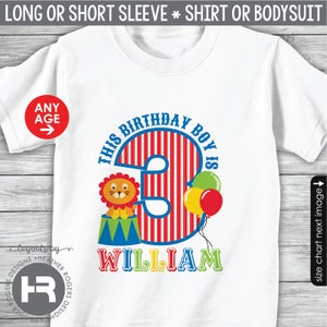 circus birthday shirt or bodysuit any age personalized carnival birthday t-shirt image 5