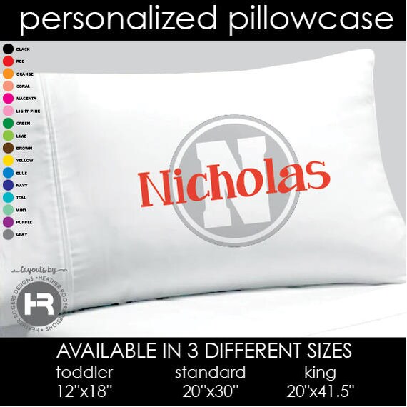 Monogram Pillowcase Boys Decorative Personalized Pillow Case Etsy