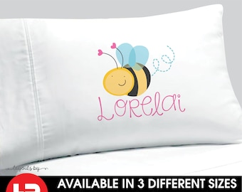 bumblebee pillowcase - girls decorative personalized bumble bee pillow case bedding decor