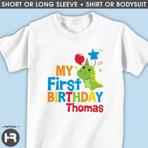 Personalized Dinosaur First Birthday Party Shirt or Bodysuit
