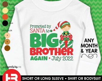 Promoted to Big Brother by Santa Shirt • Christmas Pregnancy Announcement Shirt • Big Brother Again Shirt