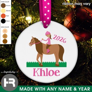 horse ornament • girls personalized horseback rider christmas ornament with name & year immagine 4