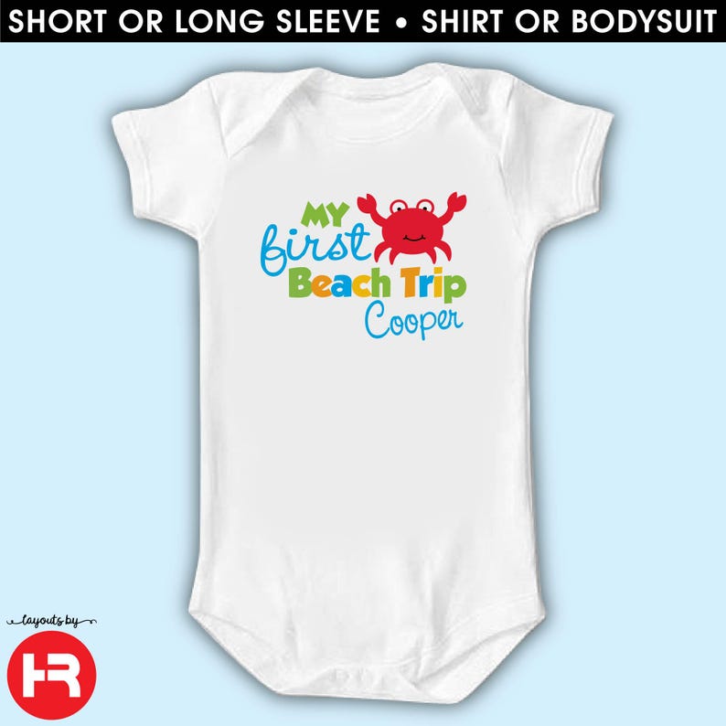 Personalized First Beach Trip Shirt or Baby Bodysuit • Crab Vacation Outfit bild 3