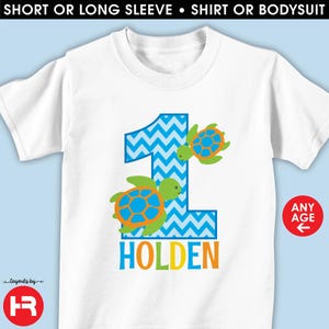 sea turtle birthday shirt or bodysuit (orange, yellow, green & blue design) • personalized under the sea birthday t-shirt • beach birthday