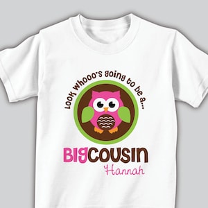 big cousin shirt or bodysuit • pink owl I&#39;m going to be a big cousin t-shirt • baby pregnancy announcement t-shirt