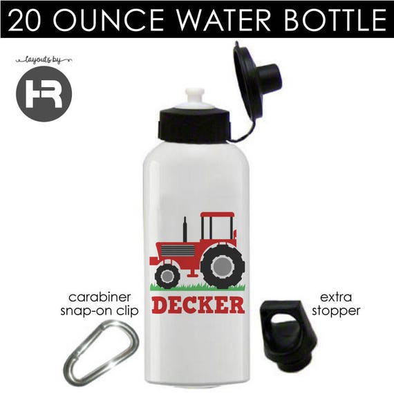 Personalized kids red tractor water bottle farm boy gift Etsy
