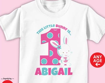 Girls bunny rabbit birthday shirt or bodysuit - personalized any age